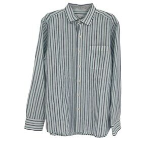 Tommy Bahama Linen Blend Striped Mens Long Sleeve Button flip cuff Shirt Size M
